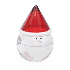 Pote de Vidro com Tampa Gorro Noel Vermelho e Incolor