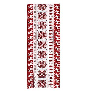 Caminho de Mesa Natalino Vermelho e Branco 33X180cm