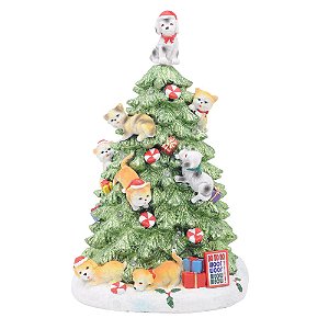 Cenário Árvore De Natal Cachorros e Gatos - Com Som, Luz e Movimento