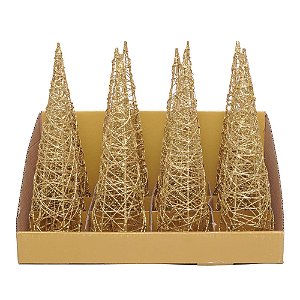 Cone Decorativo Com Tela Glitter Ouro