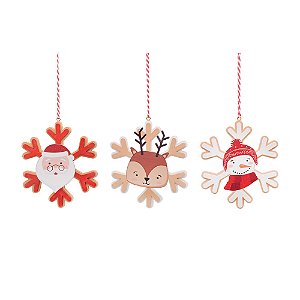 Enfeite para Pendurar Floco de Neve em Madeira