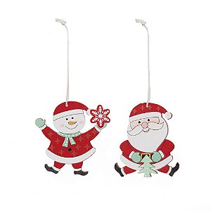 Enfeite para Pendurar Noel e Boneco de Neve com Estrela - 8 Un