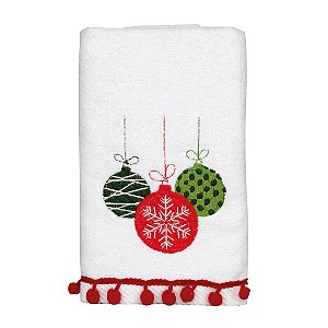 Toalha de Rosto Bolas Natal Branco 40X71 - 2 Un