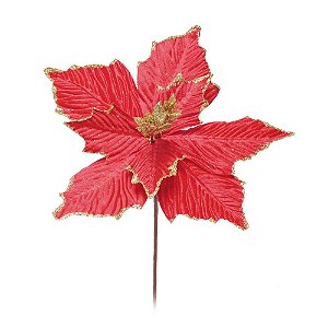 Poinsetia Vermelho e Ouro P
