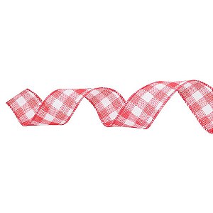 Fita Xadrez Vermelho e Branco 3,8cmx10M