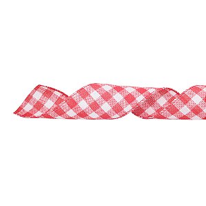 Fita Xadrez Vermelho e Branco 6,3cmx10M