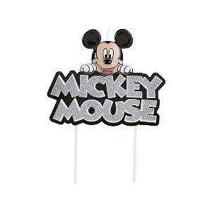 Vela Mickey Mouse Colorido Glitter Prata