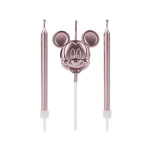 Vela Rosto Mickey Rose Gold - 3 Un