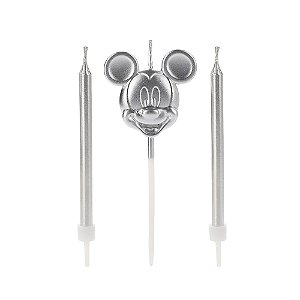 Vela Rosto Mickey Prata - 3 Un