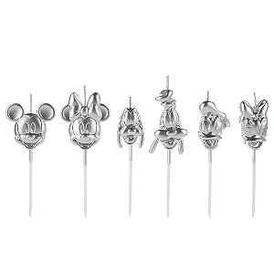 Vela Turma Mickey Prateada - 6 Un
