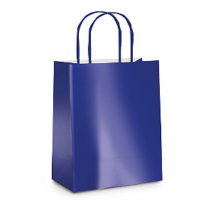 Sacola de Papel Metalizado Liso Azul Intenso G 32x26,5x13m - 10 Un
