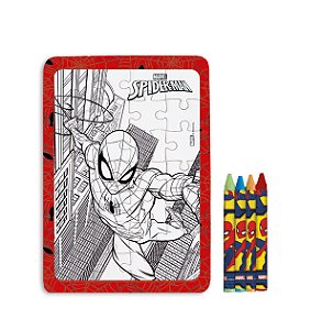 Lembrancinha Licenciada - Quebra-cabeça com Giz de Cera Spider Man - 1 Un
