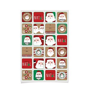 Cartela Kraft Adesiva Etiqueta Noelito 28X19cm - 24 Un