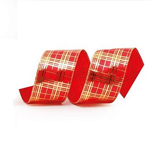 Fita Quadriculado Vermelho/Ouro 6,3x914cm