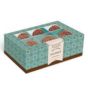 Caixa Para 6 Brigadeiros Gourmet Turquesa 12,5x8,5x4,5cm - 10 Un