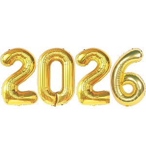 Kit Balão Metalizado 2026 Ouro 40" 101cm