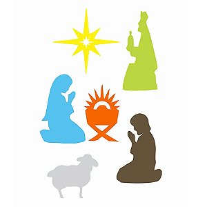 Aplique Decorativo Presépio de Natal Colorido M - 10 Un