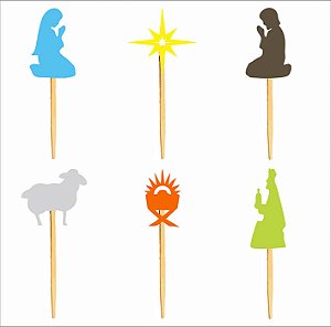 Palito Decorativo Presépio de Natal Colorido P - 6 Un