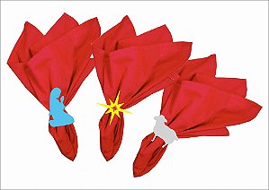 Porta Guardanapo Decorativo Presépio de Natal Colorido - 6 Un