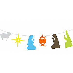 Bandeirola Decorativo Presépio de Natal Colorido 2,8m - 1 Un