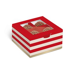 Caixa Para 4 Brigadeiros Hit Vermelha 8,5x8,5x4,5cm - 10 Un