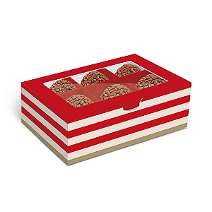 Caixa Para 6 Brigadeiros Hit Vermelha 12,8x8,5x4,5cm - 10 Un
