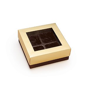 Caixa Para Bombom Garbo Ouro Fosco 9,3x9,3x3,5cm - 10 Un