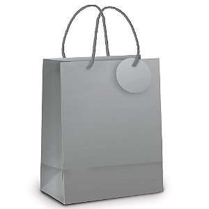 Sacola Laminada Prata Metal Fosco M 26X19,5X9,5 - 10 Un