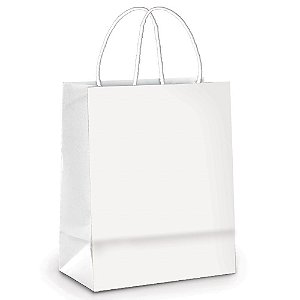 Sacola Papel Branco M 26X19,5X9,5 - 10 Un