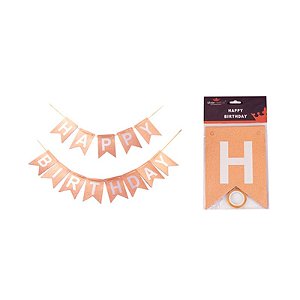 Faixa Happy Birthday com Glitter Rose Gold - HA327