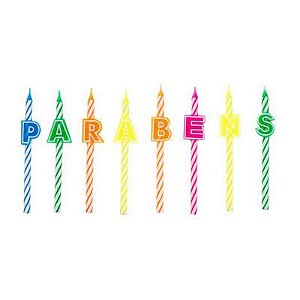Vela Parabéns Neon - V168 - 8 Un