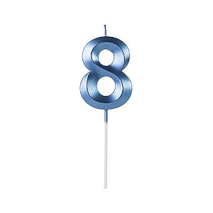 Vela Design Azul Perolizada Número 8 - VAA08