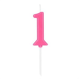 Vela Pick Rosa Número 1 - VCR01