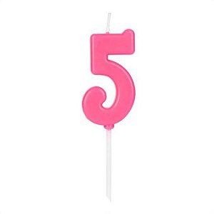 Vela Pick Rosa Número 5 - VCR05