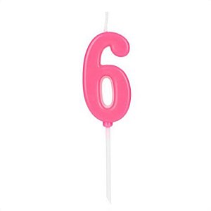 Vela Pick Rosa Número 6 - VCR06