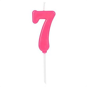 Vela Pick Rosa Número 7 - VCR07