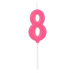 Vela Pick Rosa Número 8 - VCR08