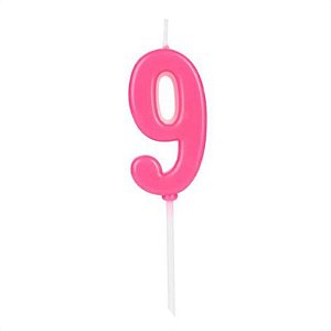 Vela Pick Rosa Número 9 - VCR09