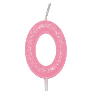 Vela Candy Color Rosa Número 0 - VEX00