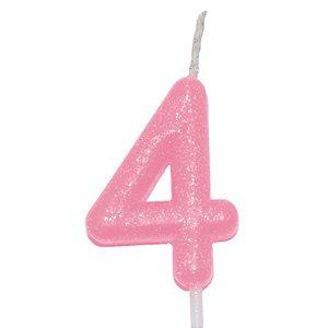 Vela Candy Color Rosa Número 4 - VEX04