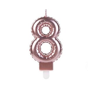 Vela Balão Rose Gold Número 8 - VOO08