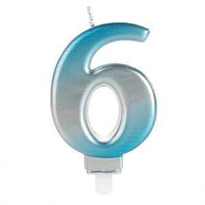 Vela Wave Azul e Prata Número 6 - VWA06