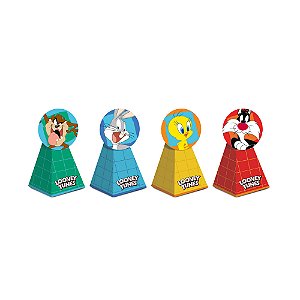 Caixa Cone com Aplique Looney Tunes Sortido 6,5x6,5x12,5cm - 8 Un