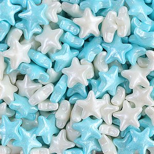 Confeito Shapes Estrelas Grandes Azul/Branco Big 100G