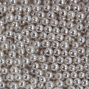 Confeito Sugar Beads Perolizados Prata 4mm 100G