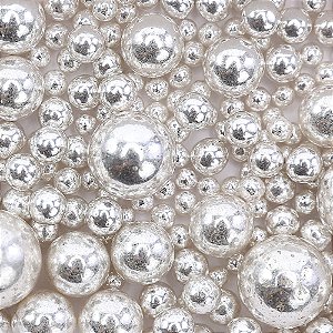 Confeito Sugar Beads Perolizados Prata Sortido 100G