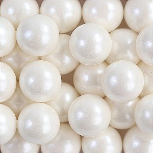 Confeito Sugar Beads Perolizados Branco 14mm 100G