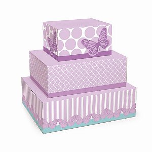 Caixa Para Bolo Jardim das Borboletas 31x24,5x29,5cm - 1 Un