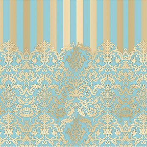 Saco Metal 25X37 Adamascado Azul/Ouro - 50 Un