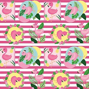 Saco Perolado 20X29 Flamingo Tropical - 50 Un